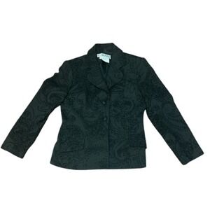 Carlisle Black Paisley‎ Blazer Jacket Career Office Wear Business Casual Size 2